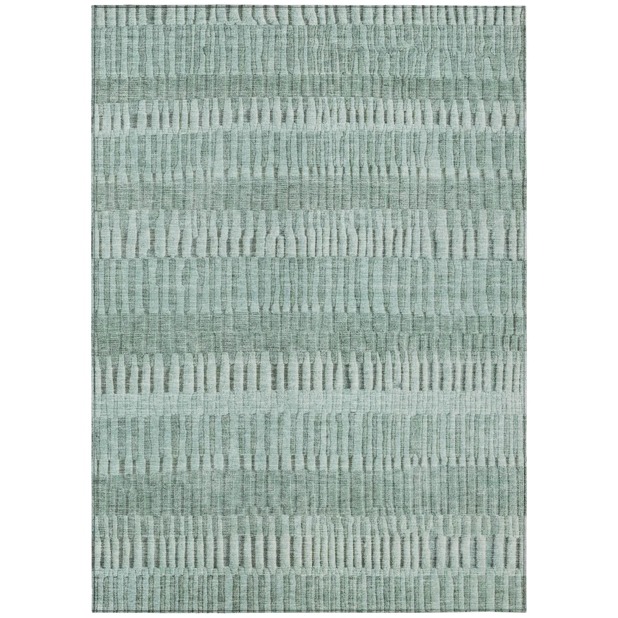 10' X 14' Teal Blue And Silver Striped Washable Indoor Outdoor Area Rug Homeroots Outdoor