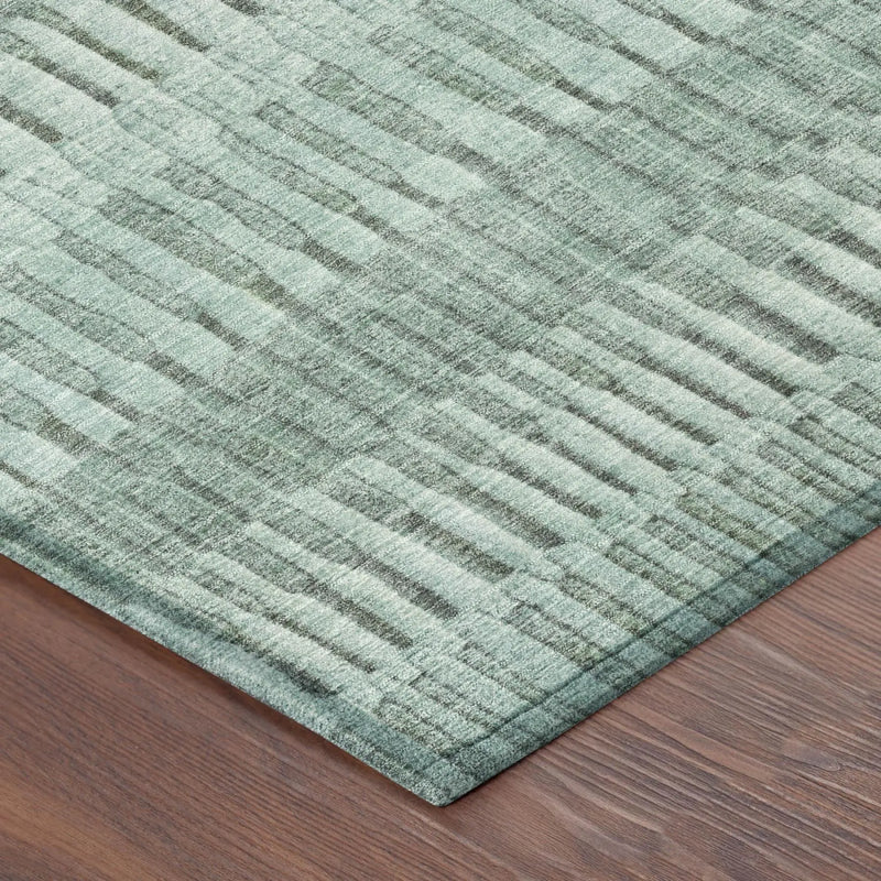 10' X 14' Teal Blue And Silver Striped Washable Indoor Outdoor Area Rug Homeroots Outdoor