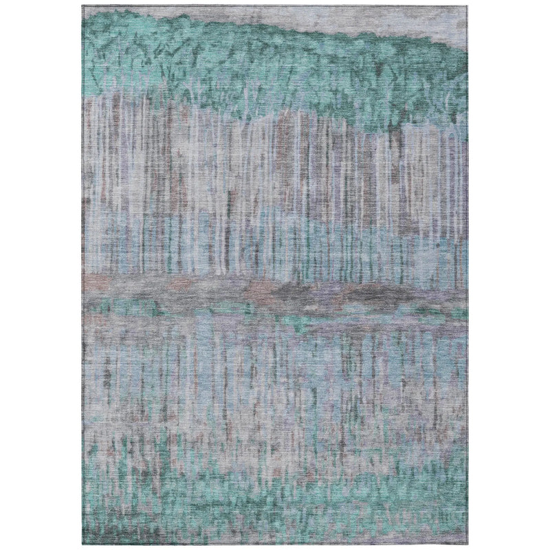 10' X 14' Teal Blue And Taupe Abstract Washable Indoor Outdoor Area Rug Homeroots Outdoor