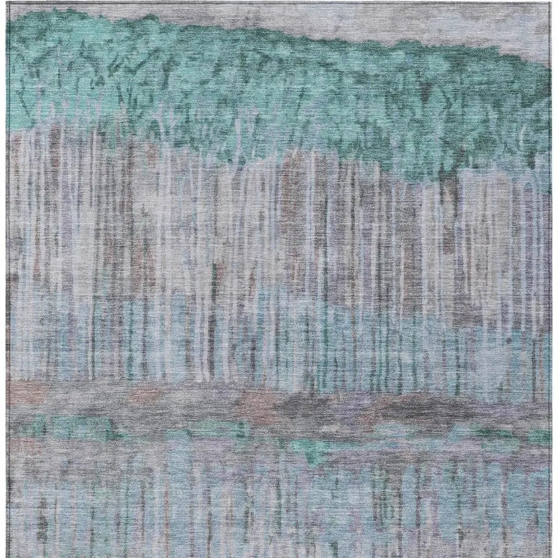 10' X 14' Teal Blue And Taupe Abstract Washable Indoor Outdoor Area Rug Homeroots Outdoor