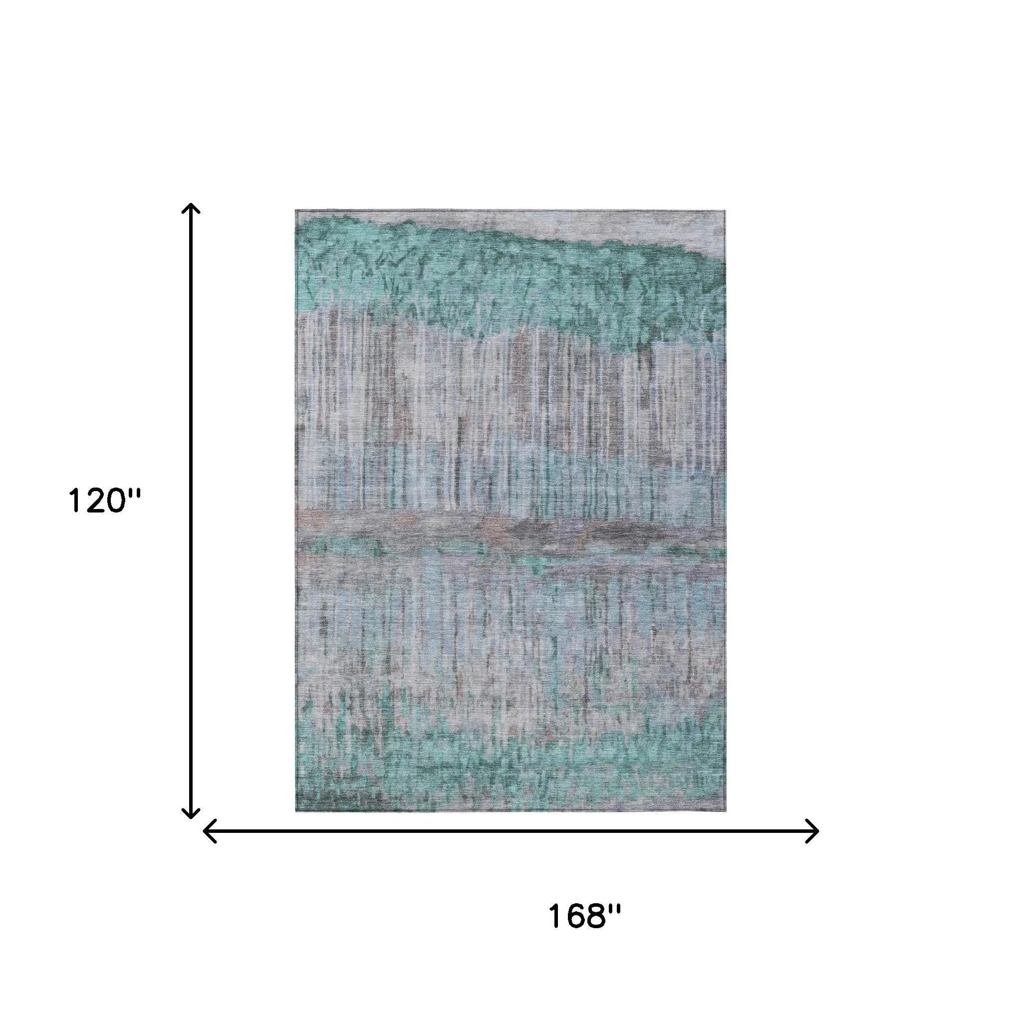 10' X 14' Teal Blue And Taupe Abstract Washable Indoor Outdoor Area Rug Homeroots Outdoor