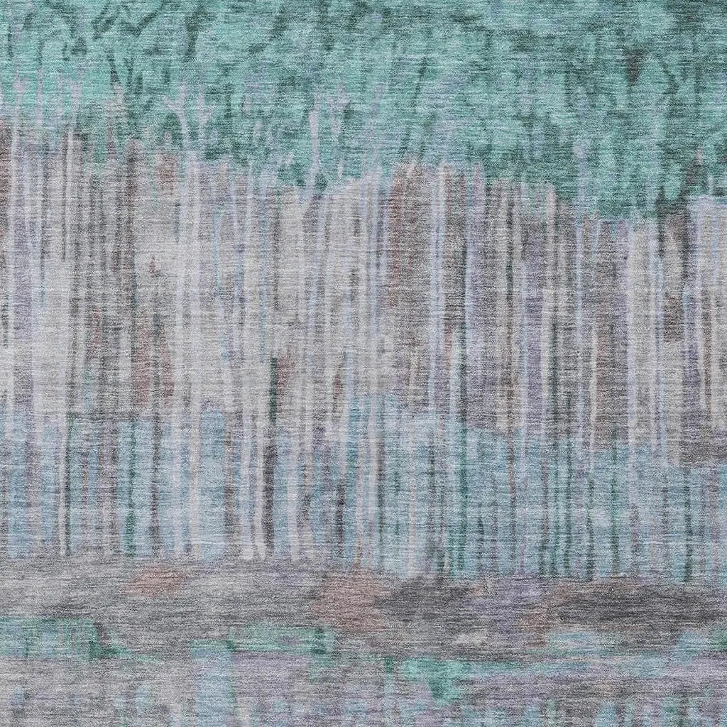 10' X 14' Teal Blue And Taupe Abstract Washable Indoor Outdoor Area Rug Homeroots Outdoor