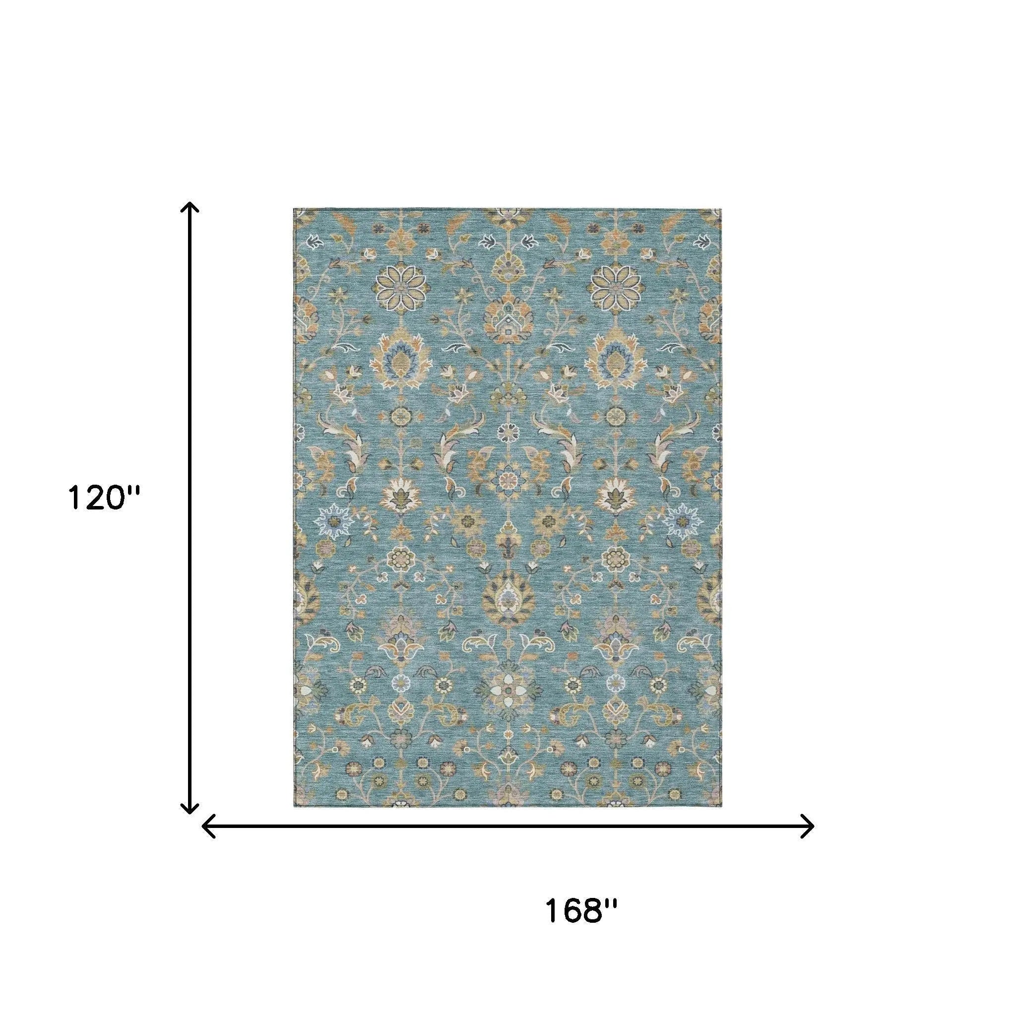 10' X 14' Teal Blue And Taupe Abstract Washable Indoor Outdoor Area Rug Homeroots Outdoor