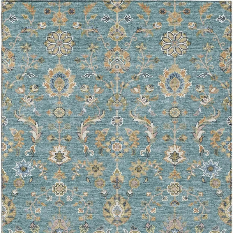 10' X 14' Teal Blue And Taupe Abstract Washable Indoor Outdoor Area Rug Homeroots Outdoor