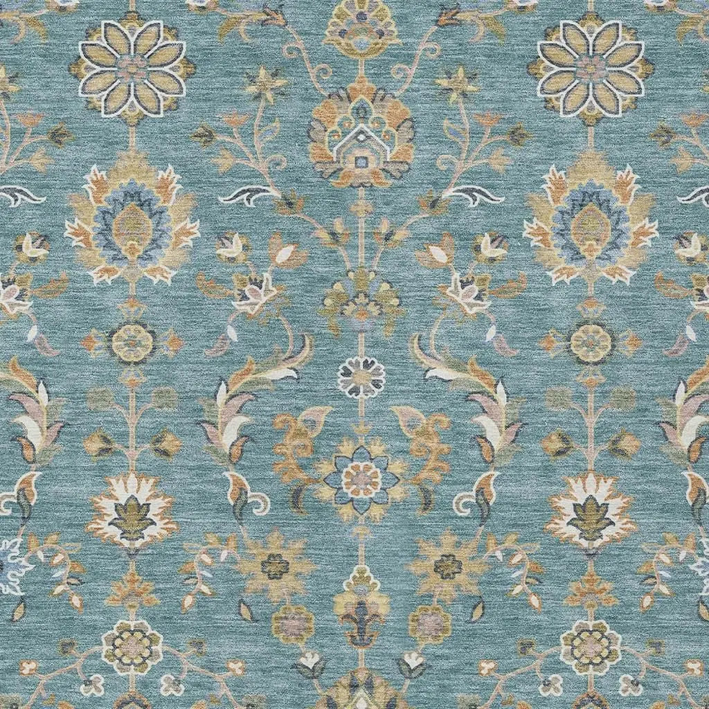 10' X 14' Teal Blue And Taupe Abstract Washable Indoor Outdoor Area Rug Homeroots Outdoor
