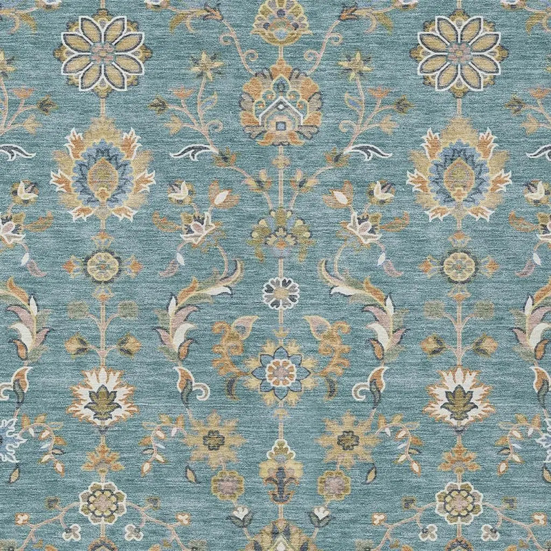 10' X 14' Teal Blue And Taupe Abstract Washable Indoor Outdoor Area Rug Homeroots Outdoor