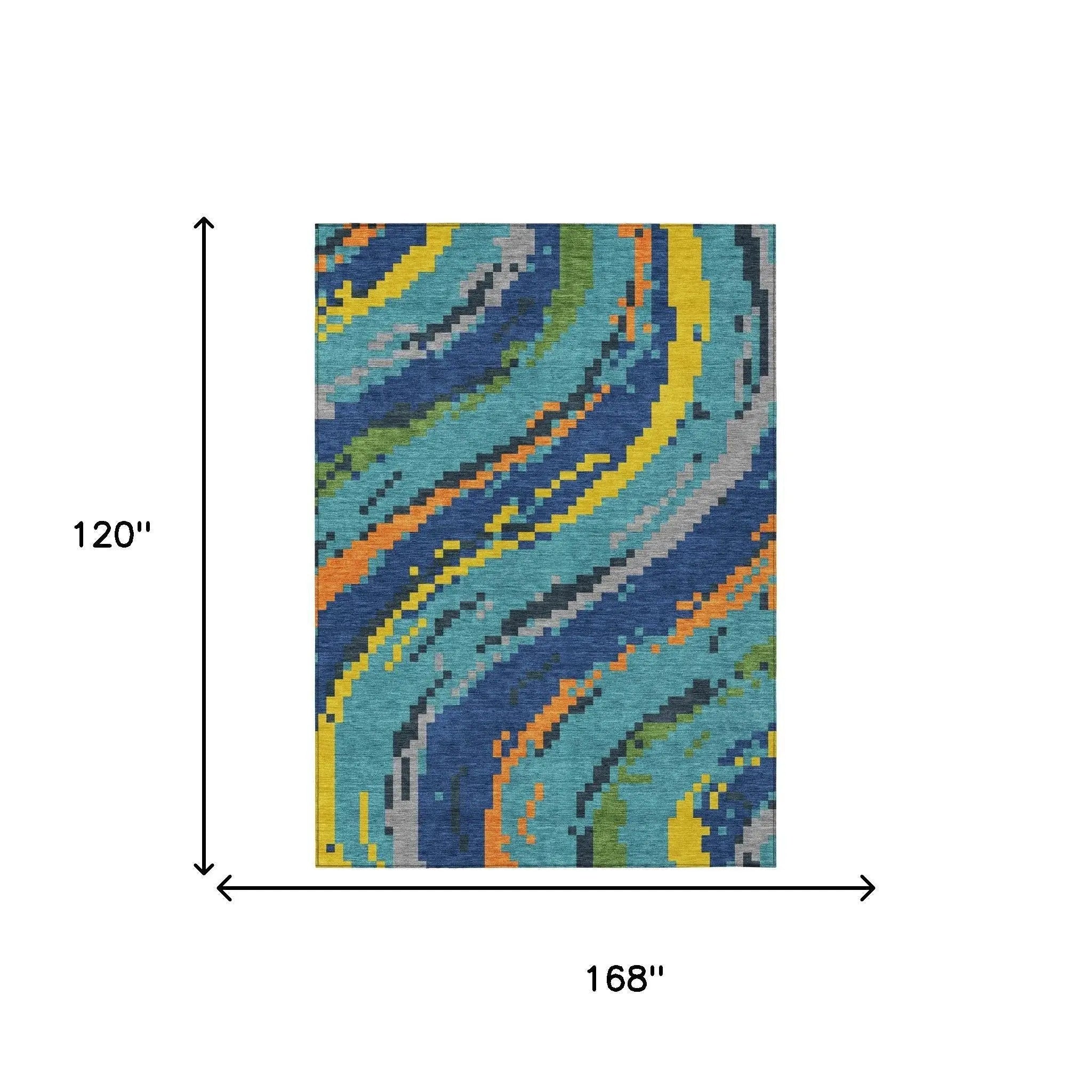 10' X 14' Teal Blue And Turquoise Abstract Washable Indoor Outdoor Area Rug Homeroots Outdoor
