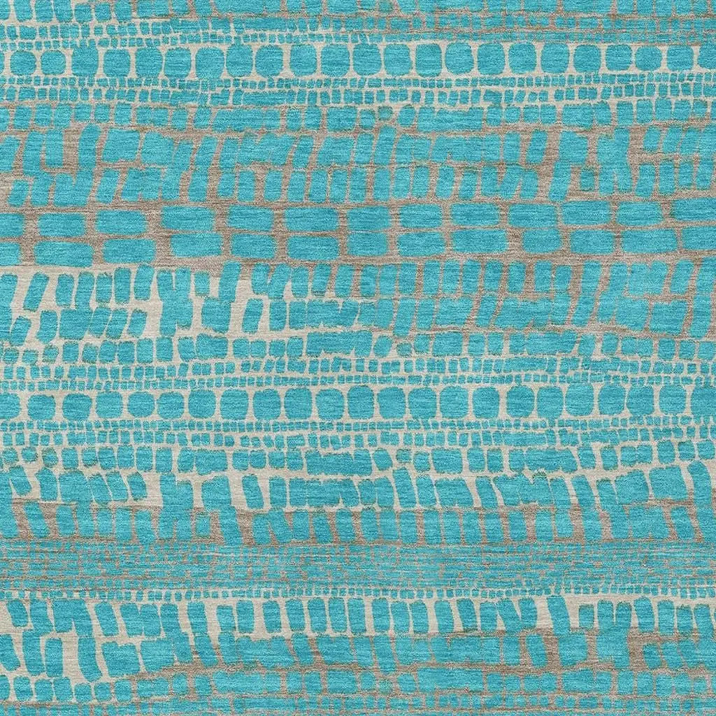 10' X 14' Teal Blue And Turquoise Abstract Washable Indoor Outdoor Area Rug Homeroots Outdoor
