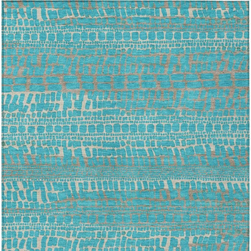 10' X 14' Teal Blue And Turquoise Abstract Washable Indoor Outdoor Area Rug Homeroots Outdoor