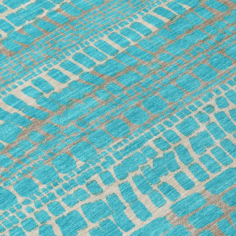 10' X 14' Teal Blue And Turquoise Abstract Washable Indoor Outdoor Area Rug Homeroots Outdoor