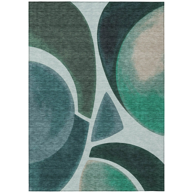 10' X 14' Teal Blue And Turquoise Abstract Washable Indoor Outdoor Area Rug Homeroots Outdoor