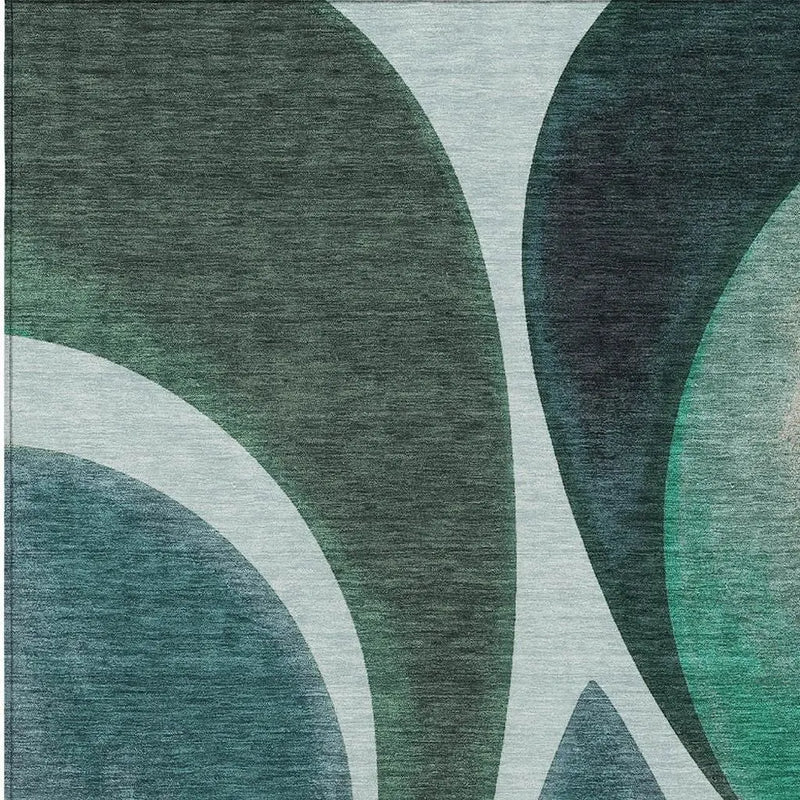 10' X 14' Teal Blue And Turquoise Abstract Washable Indoor Outdoor Area Rug Homeroots Outdoor