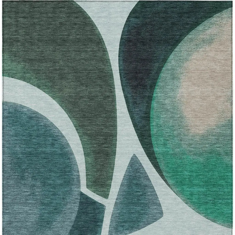 10' X 14' Teal Blue And Turquoise Abstract Washable Indoor Outdoor Area Rug Homeroots Outdoor