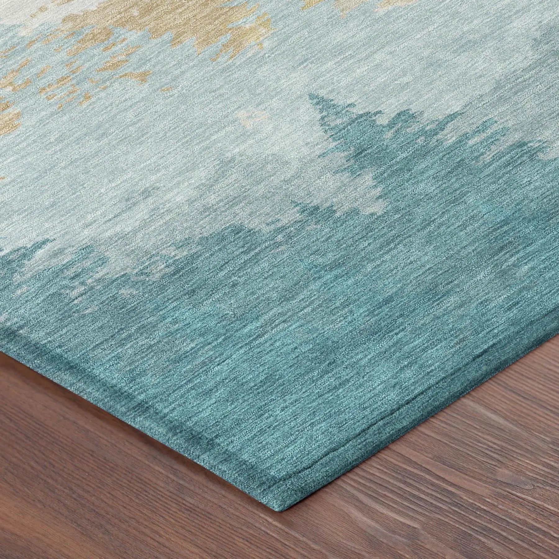 10' X 14' Teal Blue And Turquoise Floral Washable Indoor Outdoor Area Rug Homeroots Outdoor
