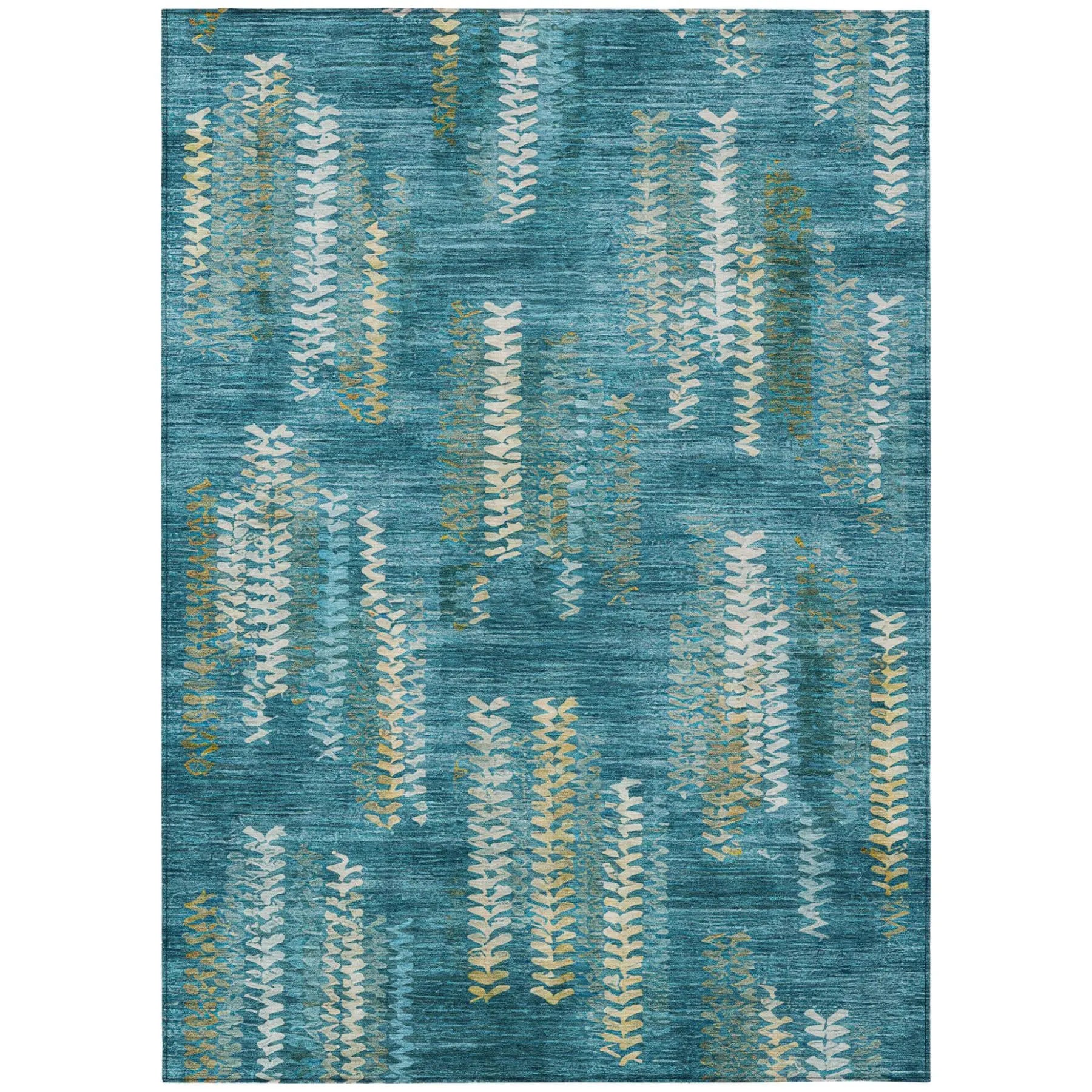 10' X 14' Teal Blue And Turquoise Striped Washable Indoor Outdoor Area Rug Homeroots Outdoor
