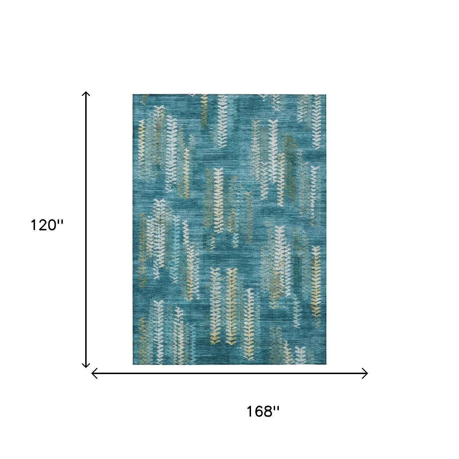 10' X 14' Teal Blue And Turquoise Striped Washable Indoor Outdoor Area Rug Homeroots Outdoor