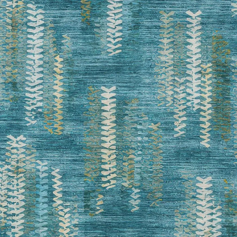 10' X 14' Teal Blue And Turquoise Striped Washable Indoor Outdoor Area Rug Homeroots Outdoor