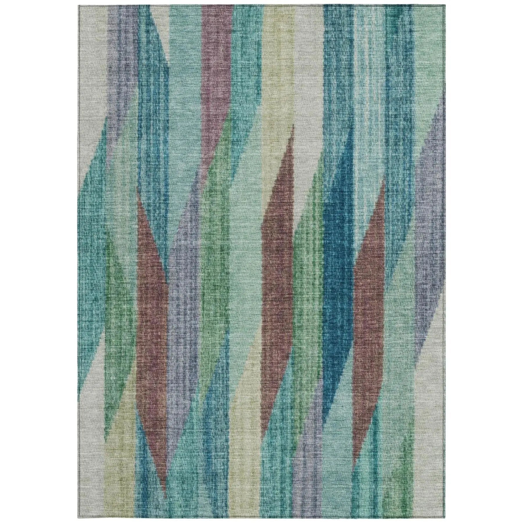 10' X 14' Teal Blue And Turquoise Striped Washable Indoor Outdoor Area Rug Homeroots Outdoor