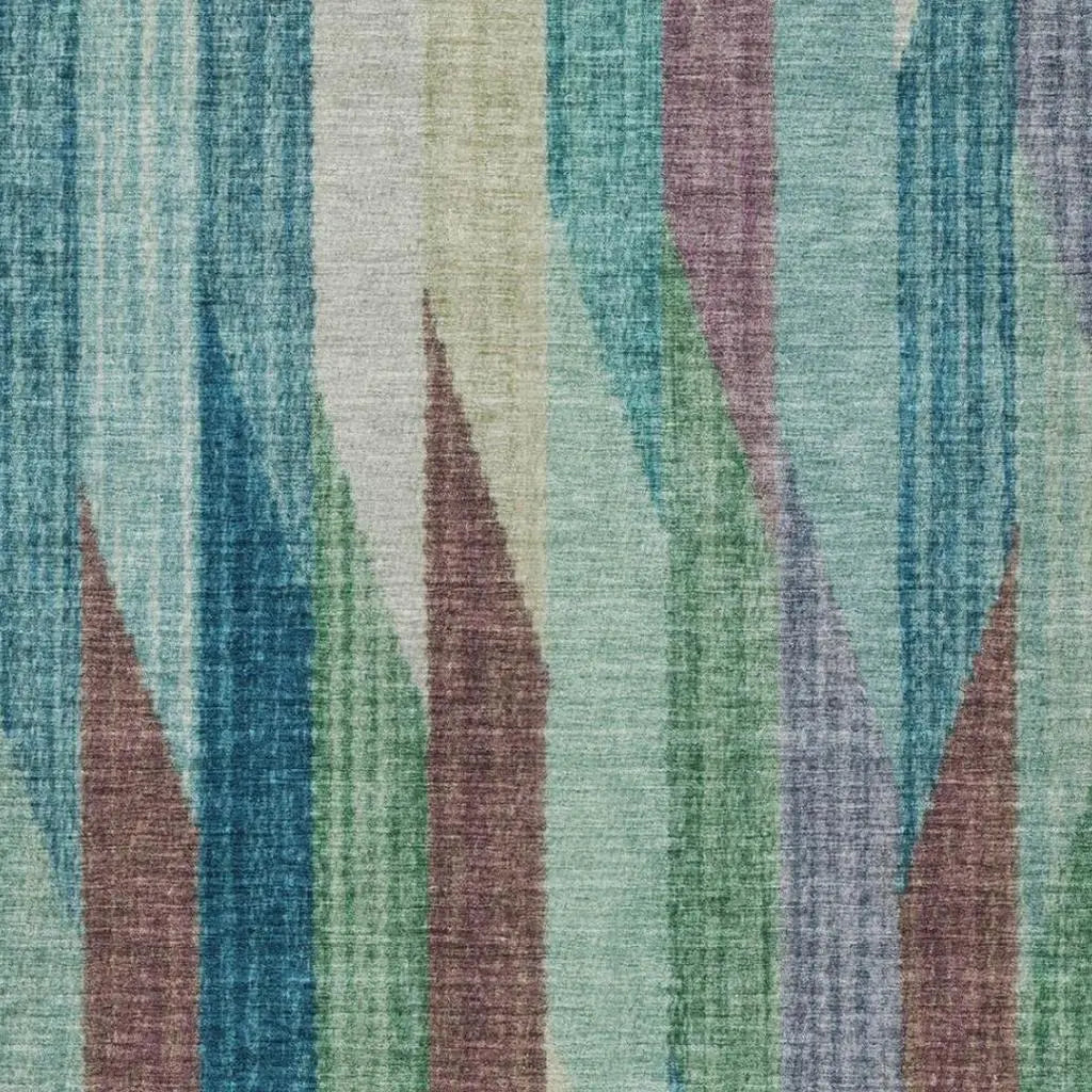 10' X 14' Teal Blue And Turquoise Striped Washable Indoor Outdoor Area Rug Homeroots Outdoor
