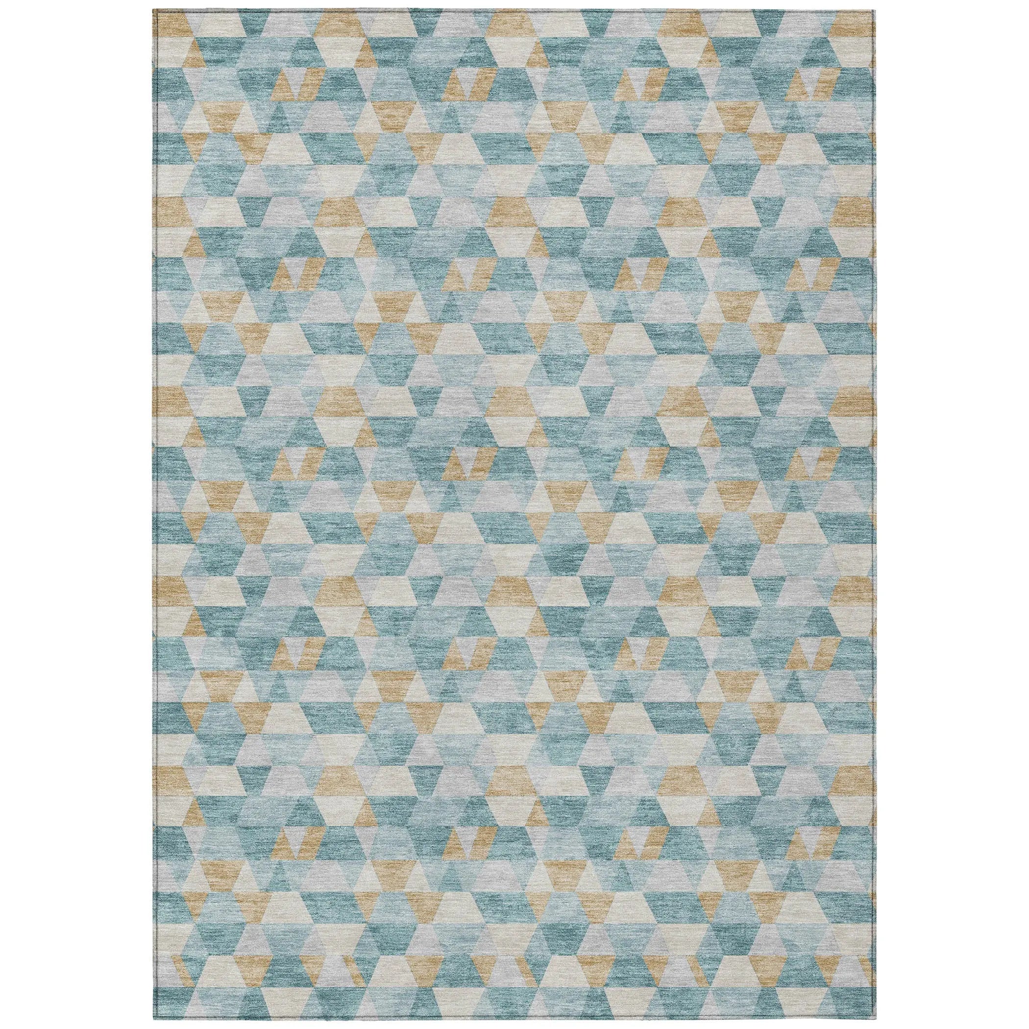 10' X 14' Teal Blue And Walnut Geometric Washable Indoor Outdoor Area Rug Homeroots Outdoor