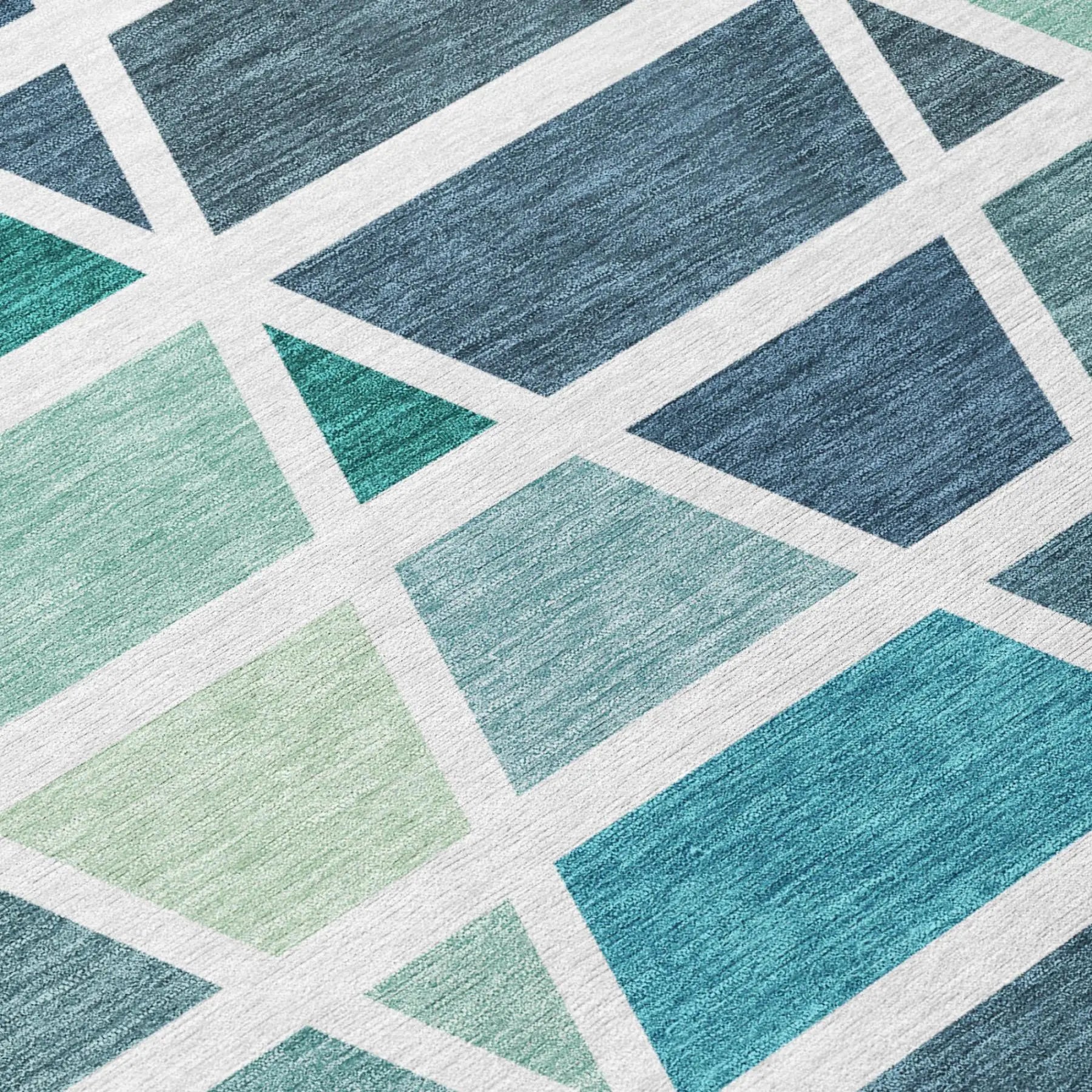 10' X 14' Teal Blue And White Geometric Washable Indoor Outdoor Area Rug Homeroots Outdoor