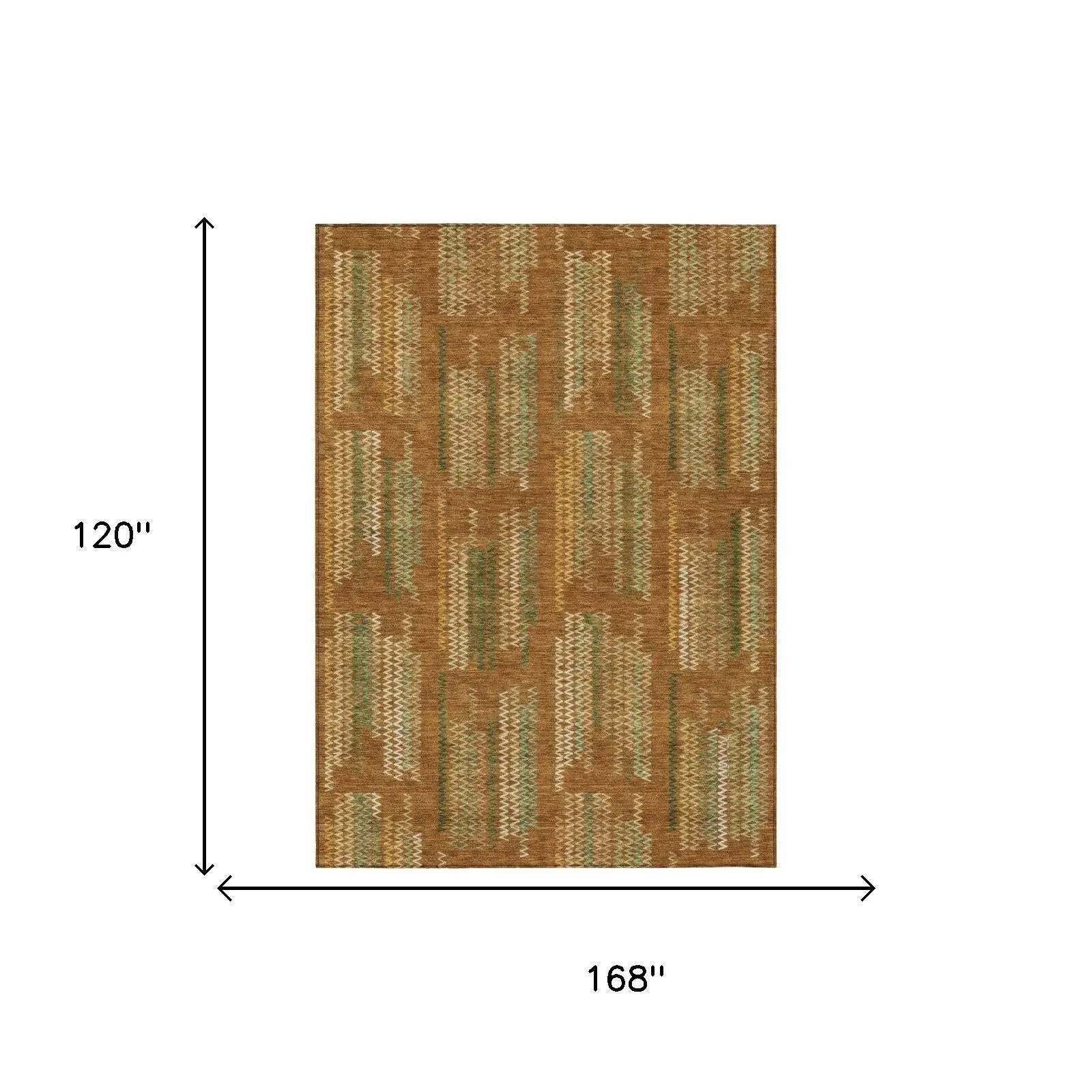 10' X 14' Terra Cotta And Brown Abstract Washable Indoor Outdoor Area Rug Homeroots Outdoor