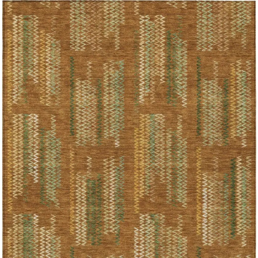 10' X 14' Terra Cotta And Brown Abstract Washable Indoor Outdoor Area Rug Homeroots Outdoor