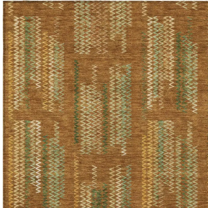 10' X 14' Terra Cotta And Brown Abstract Washable Indoor Outdoor Area Rug Homeroots Outdoor