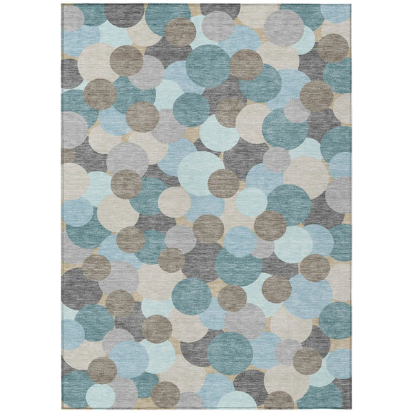 10' X 14' Turquoise And Teal Blue Geometric Washable Indoor Outdoor Area Rug Homeroots Outdoor