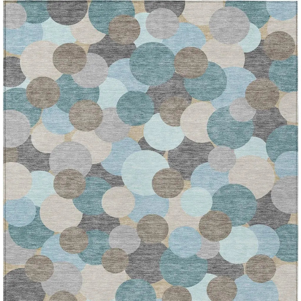 10' X 14' Turquoise And Teal Blue Geometric Washable Indoor Outdoor Area Rug Homeroots Outdoor