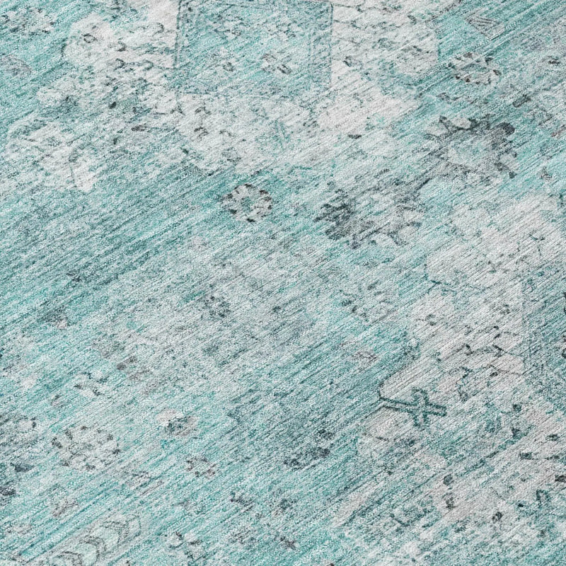 10' X 14' Turquoise And Teal Blue Oriental Washable Indoor Outdoor Area Rug Homeroots Outdoor