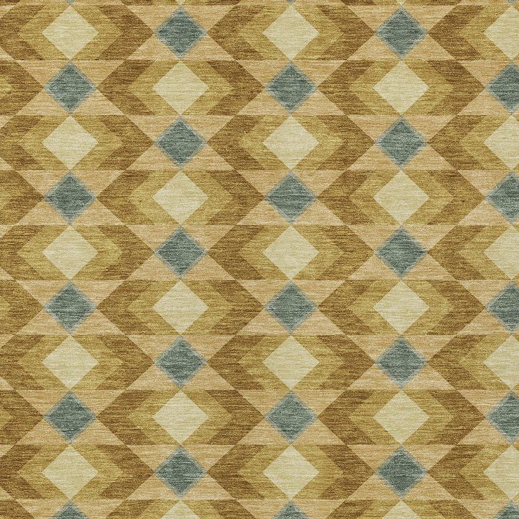 10' X 14' Walnut And Brown Geometric Washable Indoor Outdoor Area Rug Homeroots Outdoor