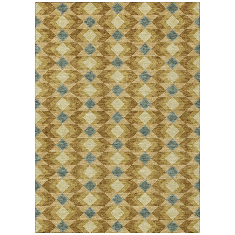 10' X 14' Walnut And Brown Geometric Washable Indoor Outdoor Area Rug Homeroots Outdoor