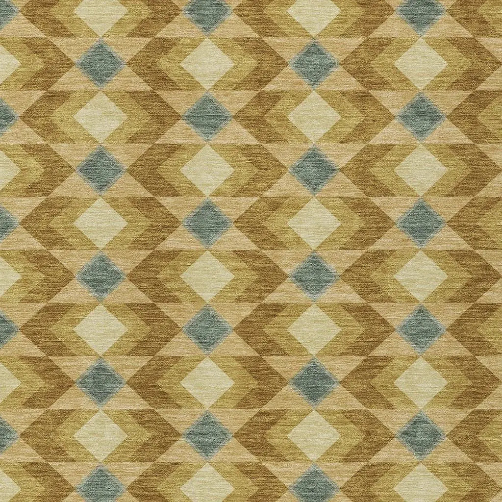 10' X 14' Walnut And Brown Geometric Washable Indoor Outdoor Area Rug Homeroots Outdoor