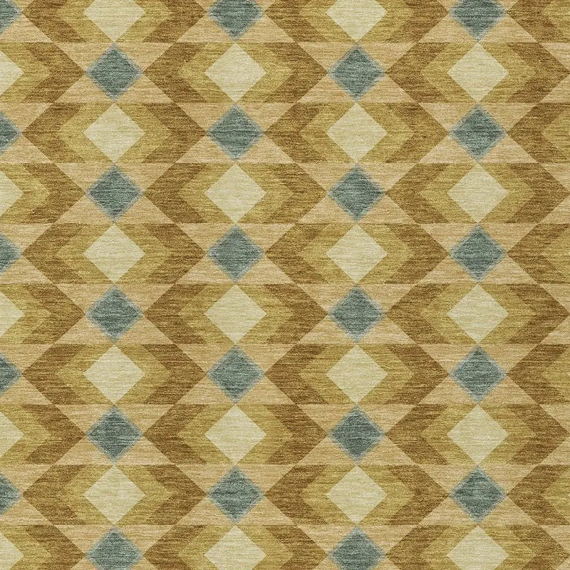 10' X 14' Walnut And Brown Geometric Washable Indoor Outdoor Area Rug Homeroots Outdoor