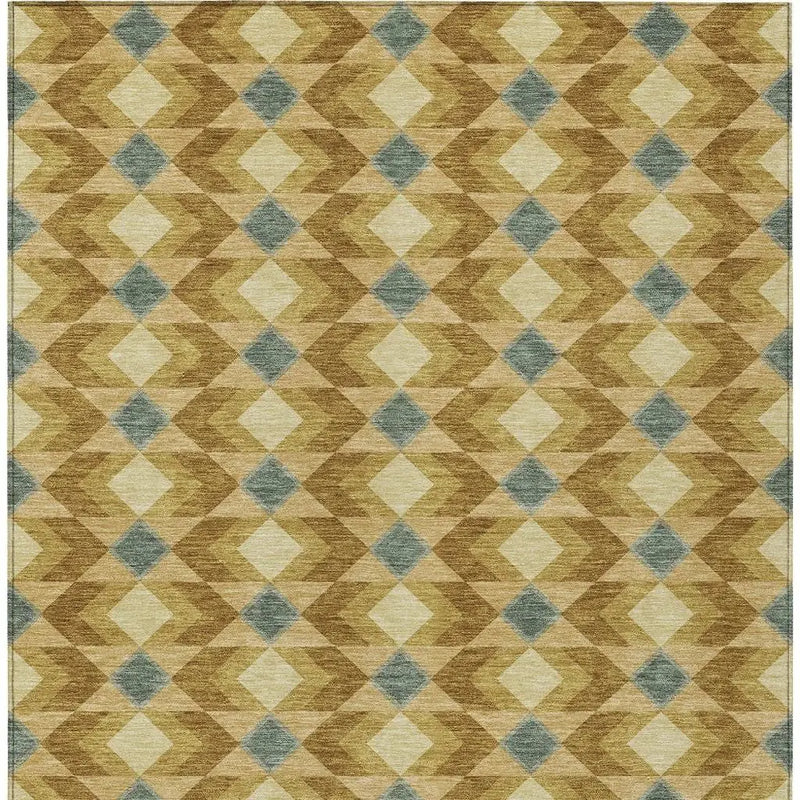 10' X 14' Walnut And Brown Geometric Washable Indoor Outdoor Area Rug Homeroots Outdoor