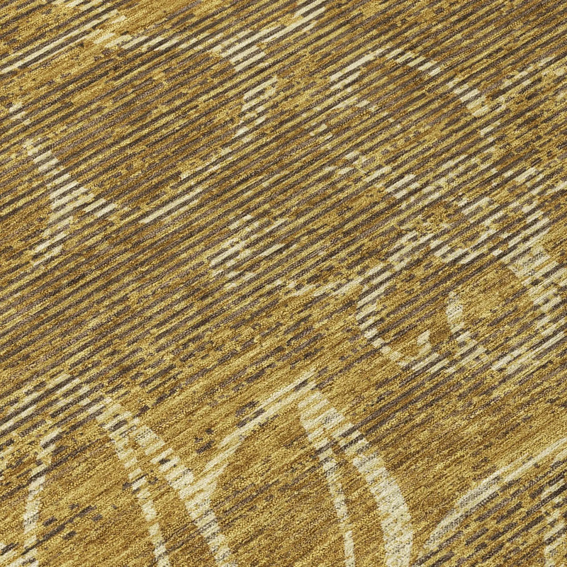 10' X 14' Walnut And Gold Floral Washable Indoor Outdoor Area Rug Homeroots Outdoor