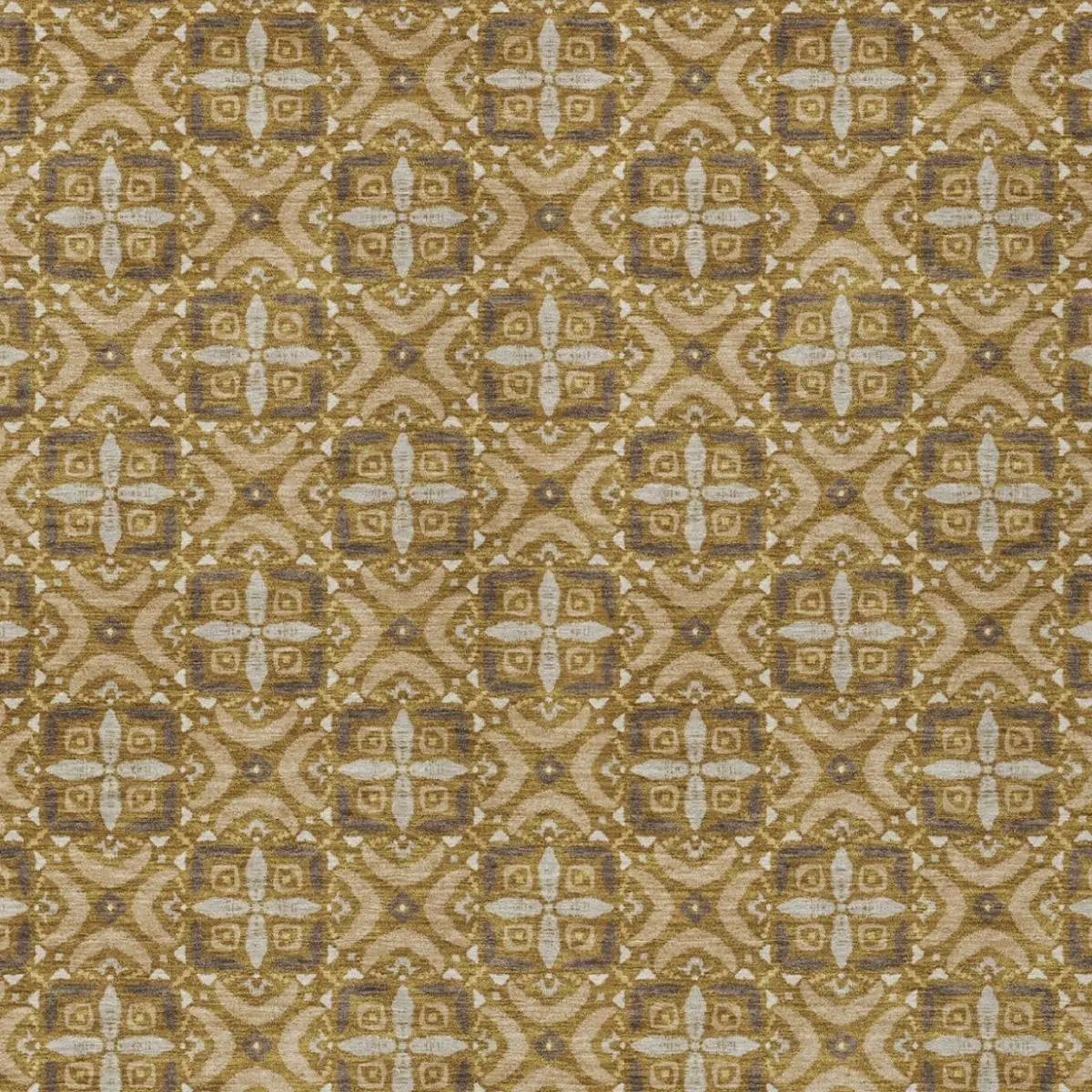 10' X 14' Walnut And Gold Geometric Washable Indoor Outdoor Area Rug Homeroots Outdoor