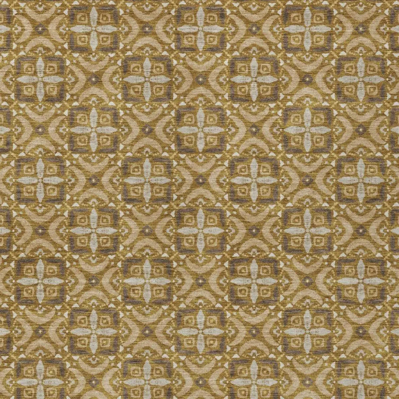 10' X 14' Walnut And Gold Geometric Washable Indoor Outdoor Area Rug Homeroots Outdoor