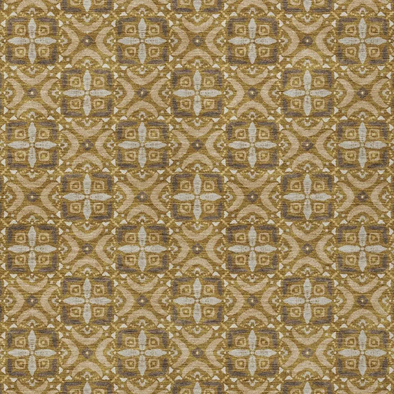 10' X 14' Walnut And Gold Geometric Washable Indoor Outdoor Area Rug Homeroots Outdoor