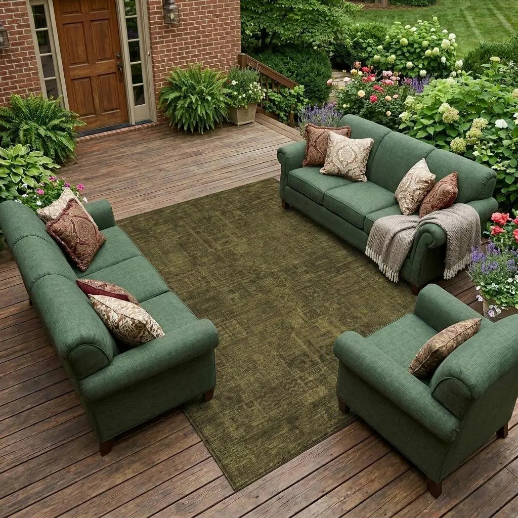 10' X 14' Walnut And Gold Oriental Washable Indoor Outdoor Area Rug Homeroots Outdoor