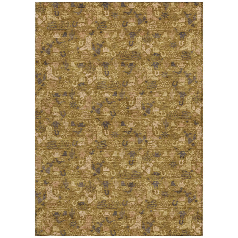 10' X 14' Walnut And Gold Stars Washable Indoor Outdoor Area Rug Homeroots Outdoor