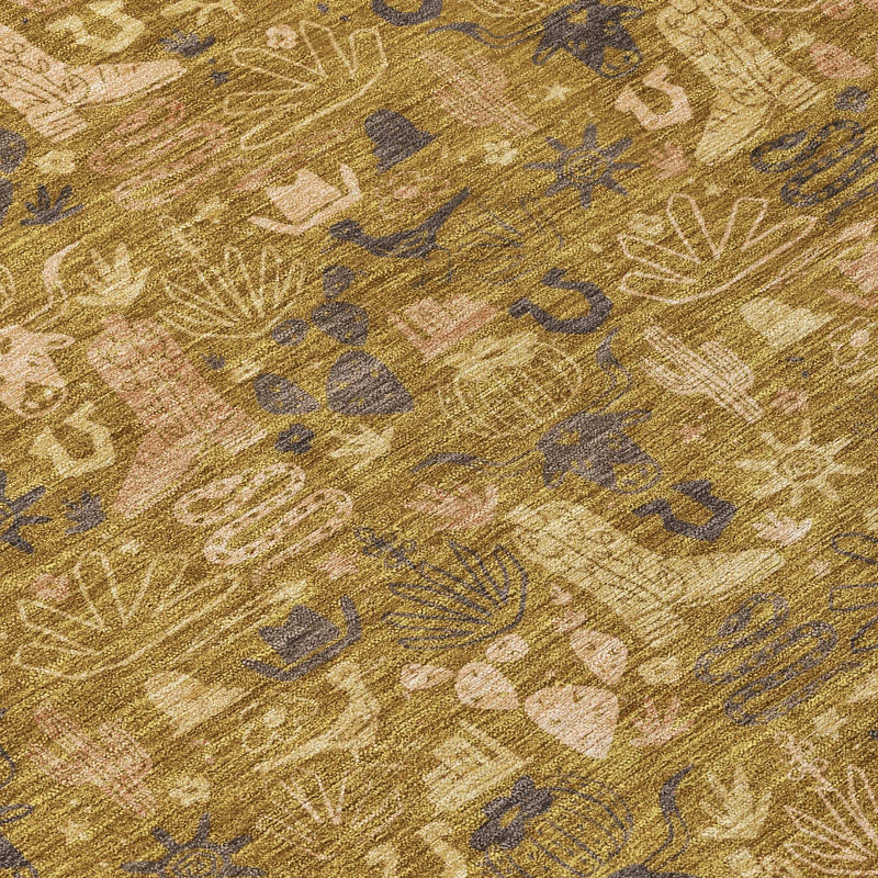 10' X 14' Walnut And Gold Stars Washable Indoor Outdoor Area Rug Homeroots Outdoor