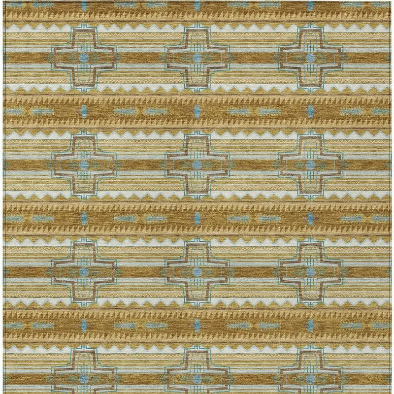 10' X 14' Walnut And Graphite Tribal Washable Indoor Outdoor Area Rug Homeroots Outdoor