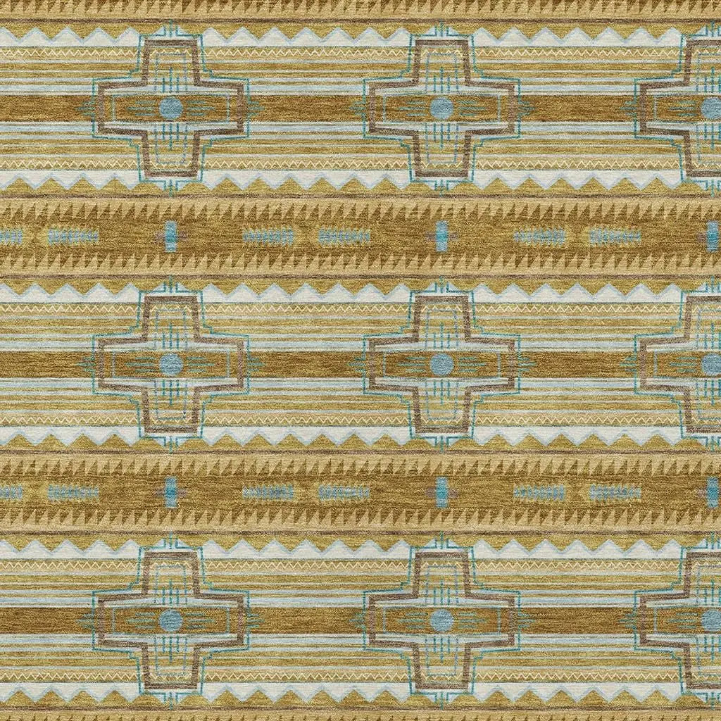 10' X 14' Walnut And Graphite Tribal Washable Indoor Outdoor Area Rug Homeroots Outdoor