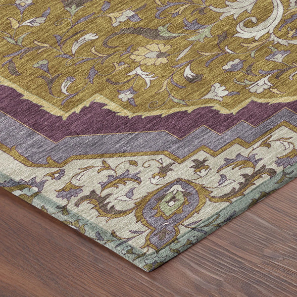 10' X 14' Walnut And Orange Medallion Washable Indoor Outdoor Area Rug Homeroots Outdoor