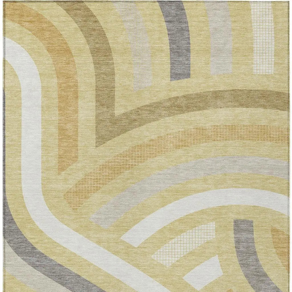 10' X 14' Wheat And Gold Abstract Washable Indoor Outdoor Area Rug Homeroots Outdoor