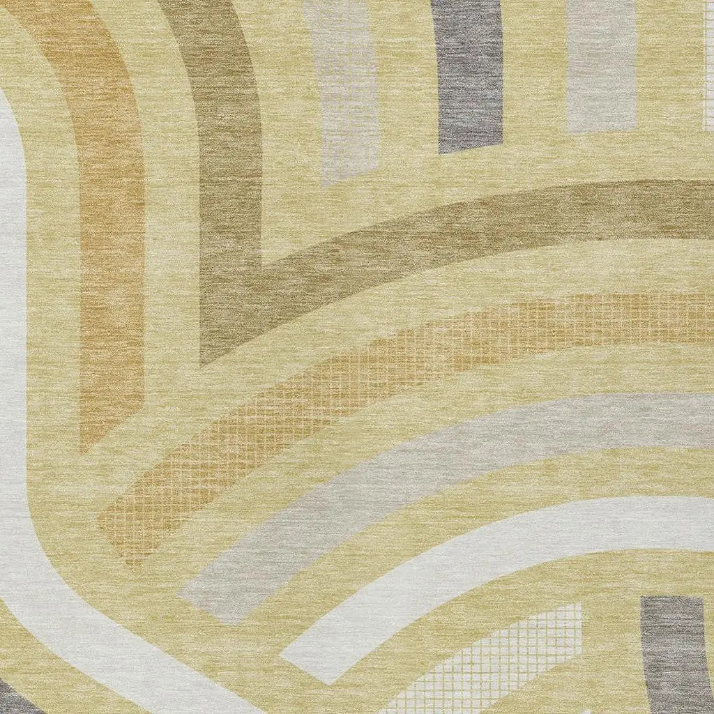 10' X 14' Wheat And Gold Abstract Washable Indoor Outdoor Area Rug Homeroots Outdoor