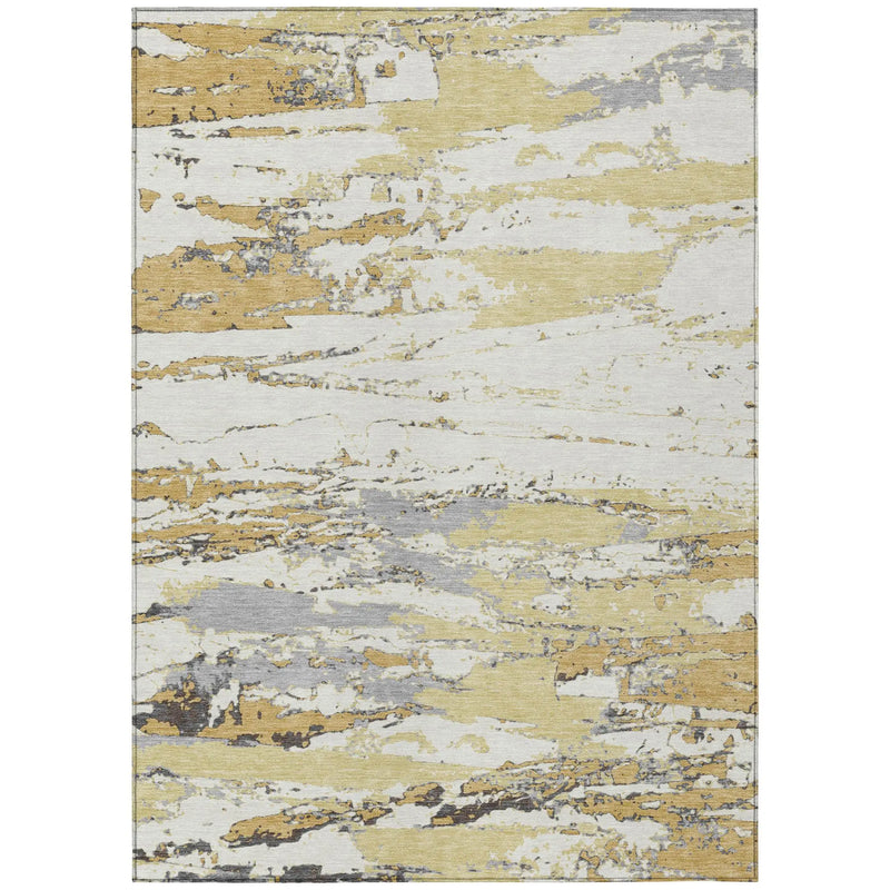 10' X 14' Wheat And Gold Abstract Washable Indoor Outdoor Area Rug Homeroots Outdoor