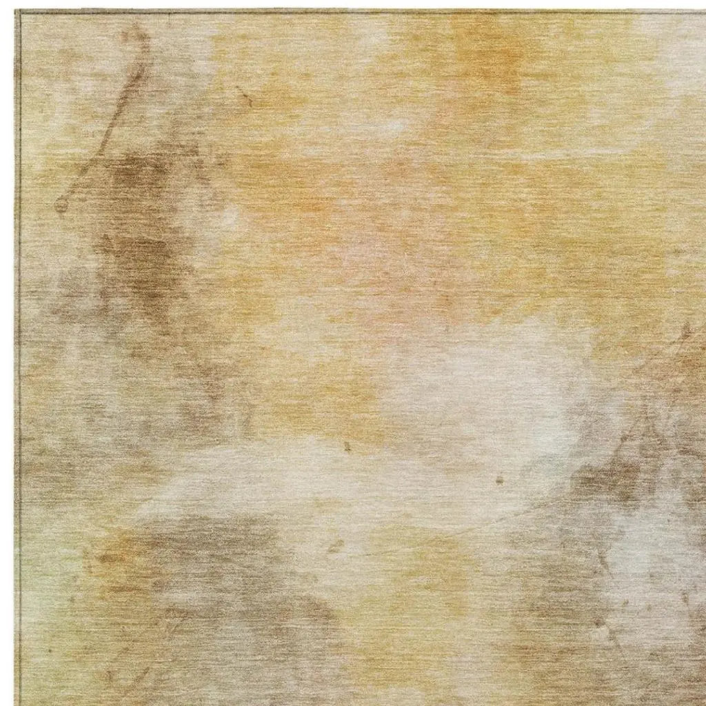 10' X 14' Wheat And Gold Abstract Washable Indoor Outdoor Area Rug Homeroots Outdoor